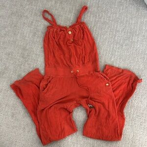 Vintage Juicy Couture Orange terry cloth Jumpsuit coverup swim gold tone